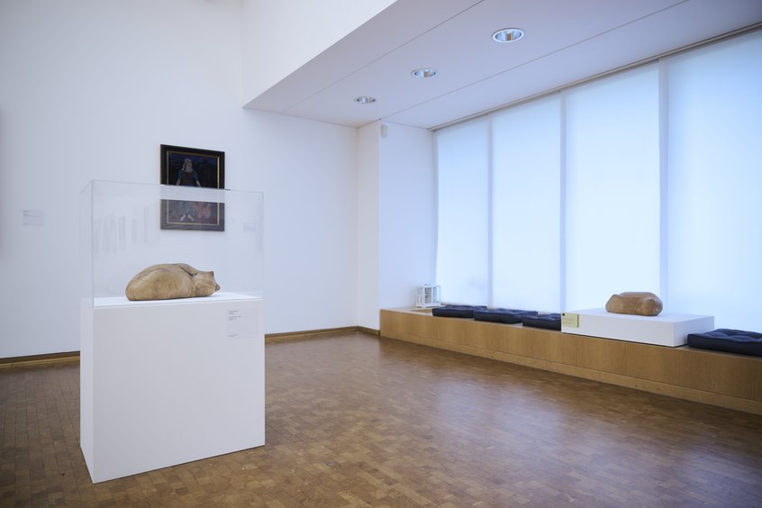 Installationsansicht TeenViews, Museum Ludwig Köln, 2026; Ewald Mataré, Schlafende Katze, 1929, Museum Ludwig, Köln, © VG Bild-Kunst, Bonn 2026, Foto: Studio Pramudiya